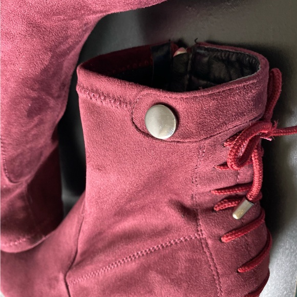 Maroon Suede Booties - Picture 5 of 11